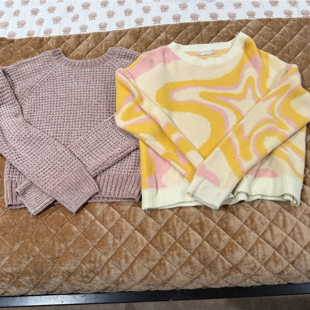 Altar'd State Kids Knit Shorts - Yellow, Pink, Mauve